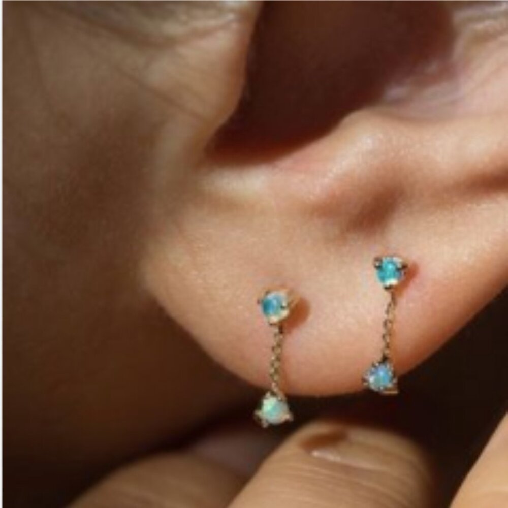 Catbird - Wwake Dangly Opal Earrings (pair) 14kt gold - *no backs* - Picture 3 of 5